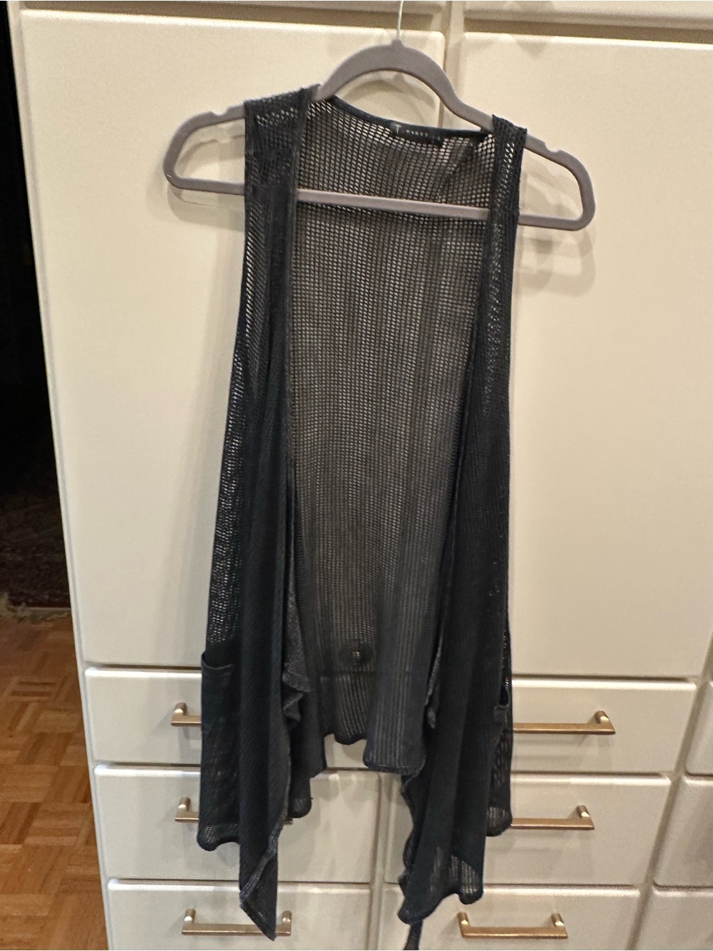T Party Fashion Black Open-Weave Drape Vest